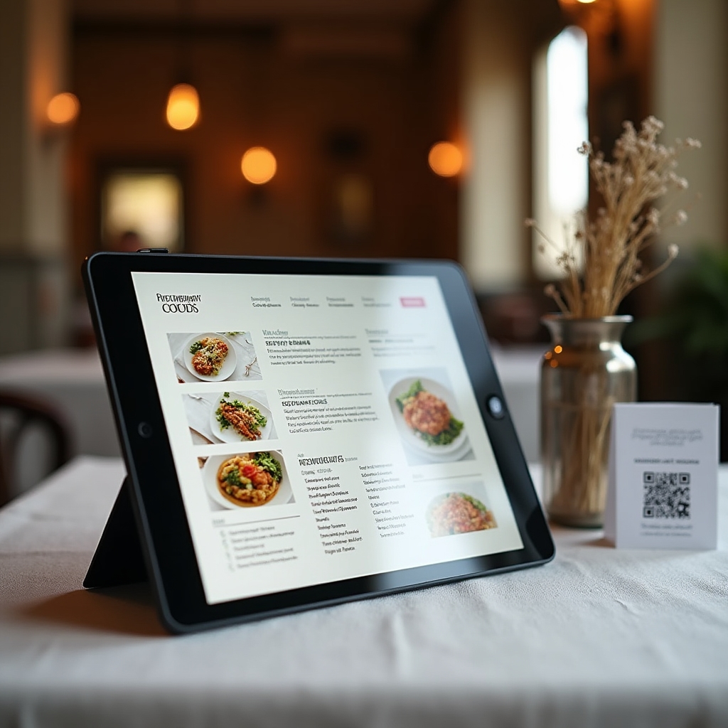 Anteprima di menu digitale con fotografie professionali di piatti